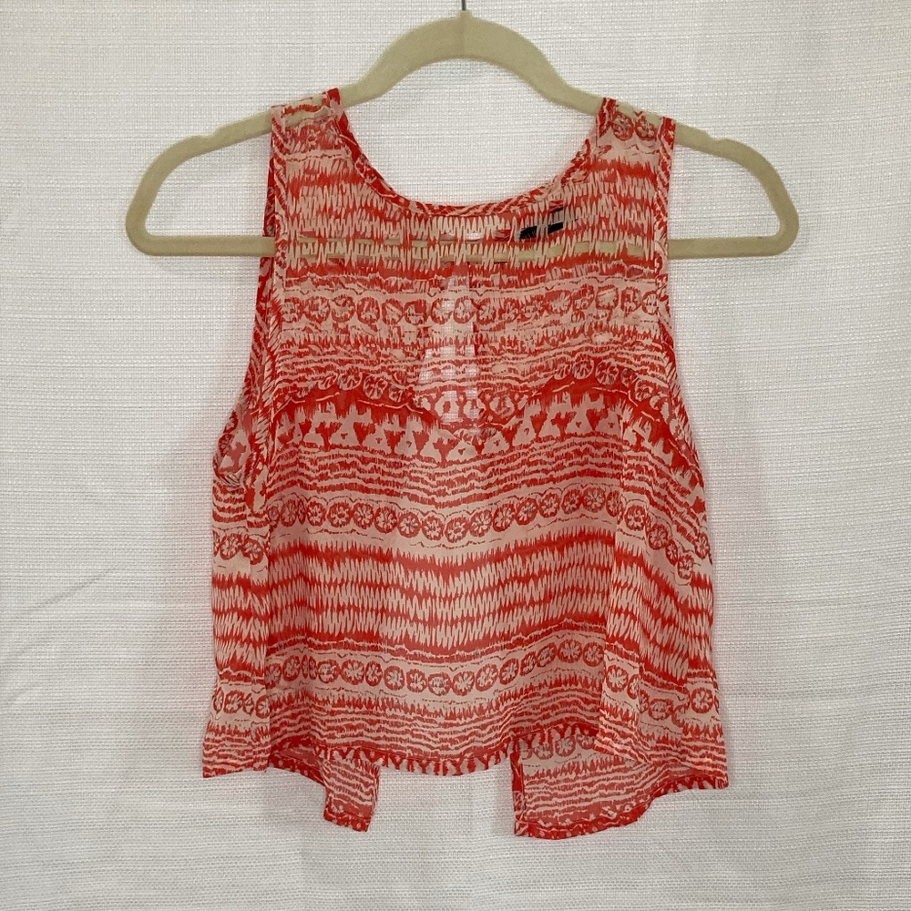 Red, Sheer, Crop Top